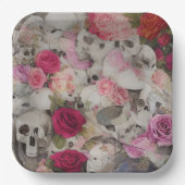 Skullen en Rozen Papieren Bordje (Voorkant)