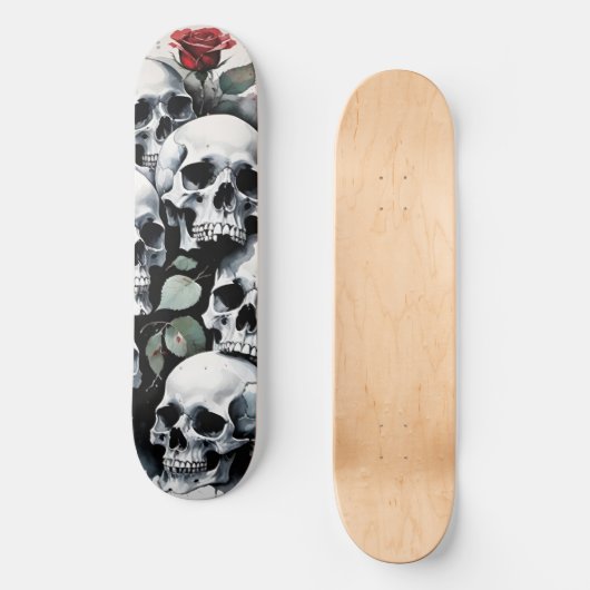 Skullen en Rozen Persoonlijk Skateboard (Voorkant)