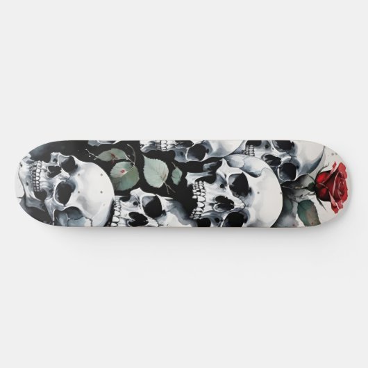 Skullen en Rozen Persoonlijk Skateboard (Horizontaal)