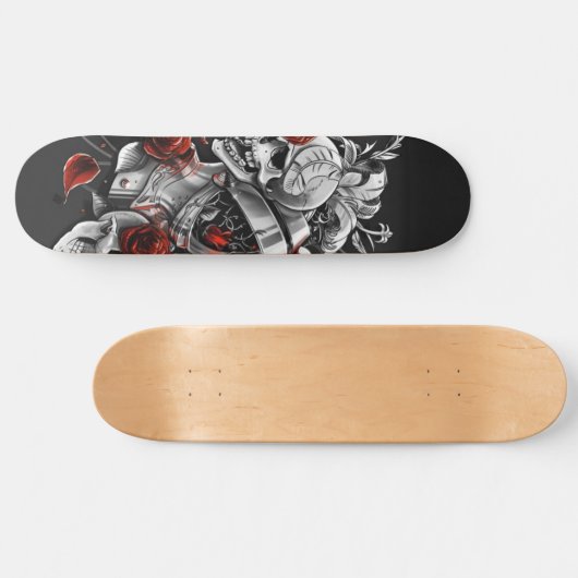 Skullen en Rozen Persoonlijk Skateboard (Horizontaal)