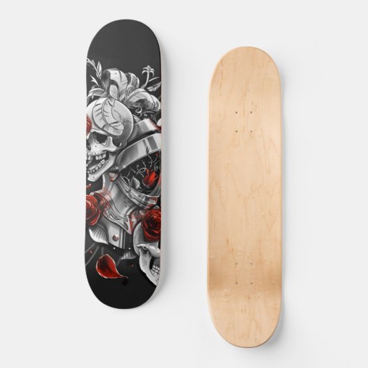 Skullen en Rozen Persoonlijk Skateboard (Voorkant)