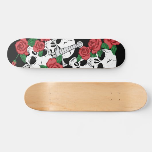 Skullen en Rozen Skateboard (Horizontaal)