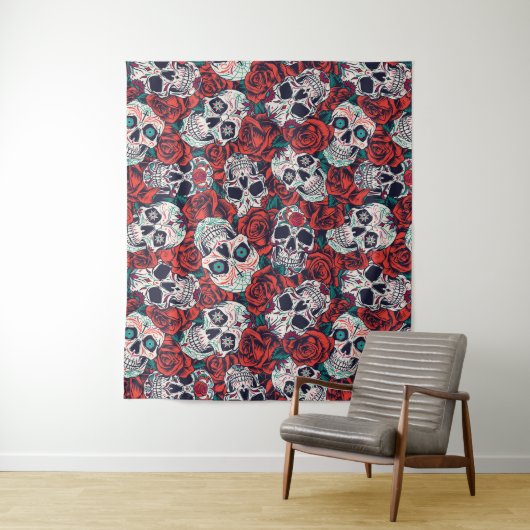 Skullen en Rozen Wandkleed (In situ)