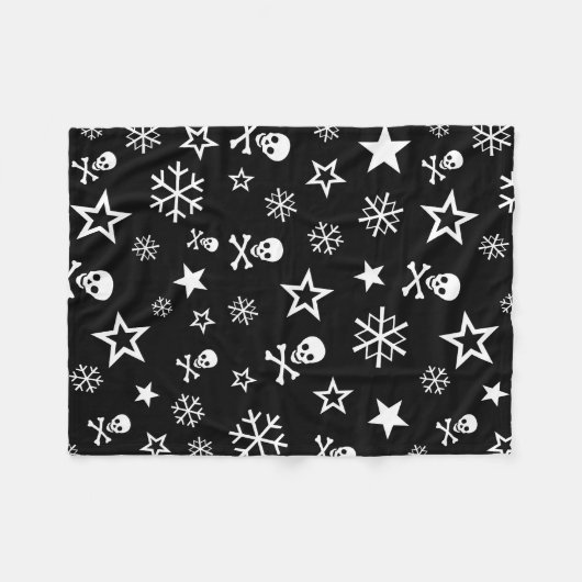 Skullen en Snowflakes Fleece Deken (Voorkant (Horizontaal))