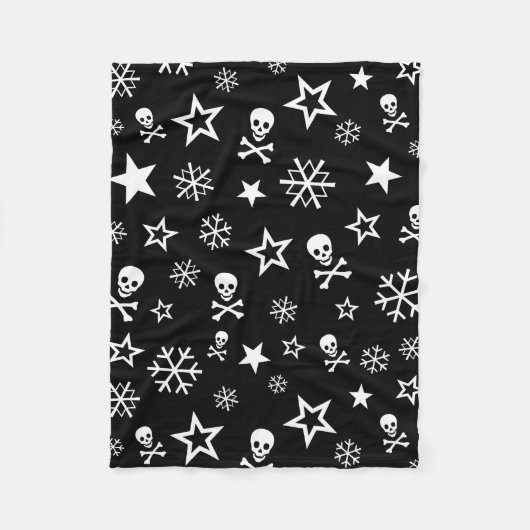 Skullen en Snowflakes Fleece Deken (Voorkant)