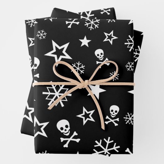 Skullen en Snowflakes Inpakpapier Vel (In situ)