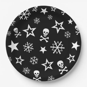 Skullen en Snowflakes Papieren Bordje