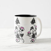 Skullen met bogen en Rozen Tweekleurige Koffiemok (Voorkant rechts)