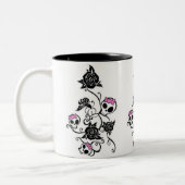 Skullen met bogen en Rozen Tweekleurige Koffiemok (Links)
