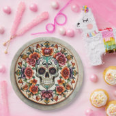 💀🎉: Skullflower Radiance Doom Día de los Muertos Papieren Bordje (Feest)