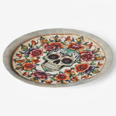 💀🎉: Skullflower Radiance Doom Día de los Muertos Papieren Bordje (Gekanteld)