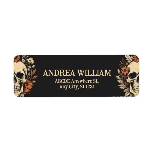 Skullhead Verjaardag Halloween Etiket (Voorkant)