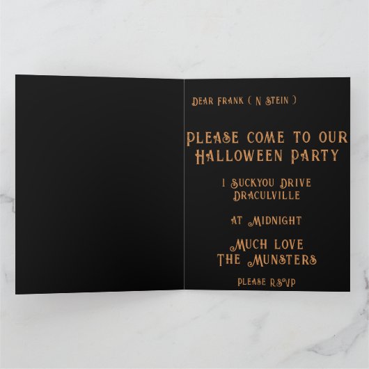 Skullington-illustratie Halloween-feestuitnodiging Kaart (Binnen)