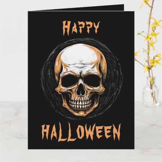 Skullington-illustratie Halloween-feestuitnodiging Kaart (Gele Bloem)