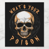 Skullington Illustratie Wijn Etiket (Enkel label)