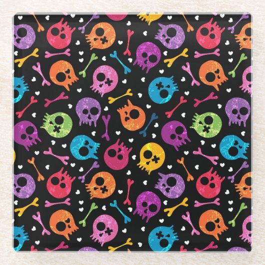 Skullpatroon 2 glazen onderzetter (Voorkant)