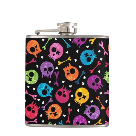 Skullpatroon 2 heupfles (Voorkant)