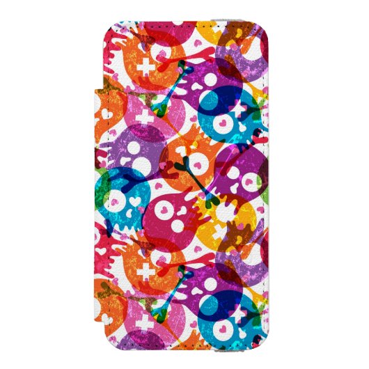 Skullpatroon 3 incipio iPhone portemonnee hoesje (Voorkant Agenda)