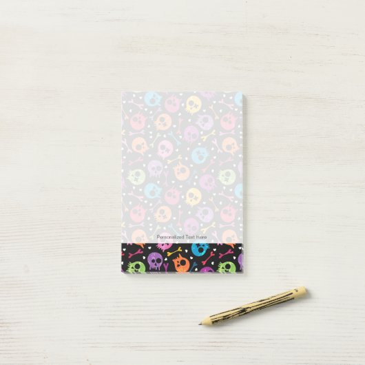 Skullpatroon 3 post-it® notes (Op bureau)