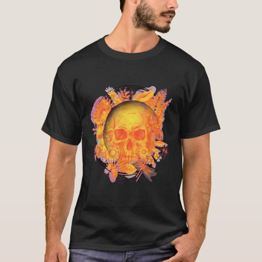 Skulls and Blooms Rustic T-shirt (Voorkant)