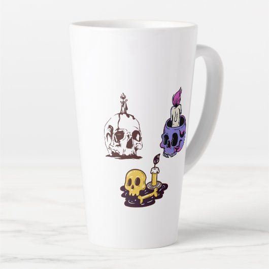 Skulls and Candles Illustration Set Latte Mok (Rechterhoek)