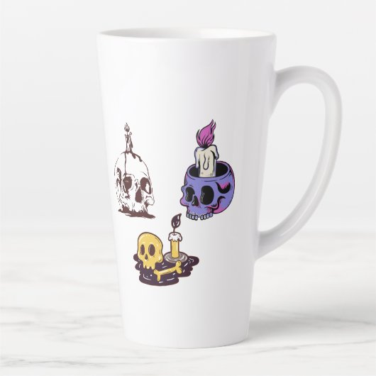 Skulls and Candles Illustration Set Latte Mok (Rechts)