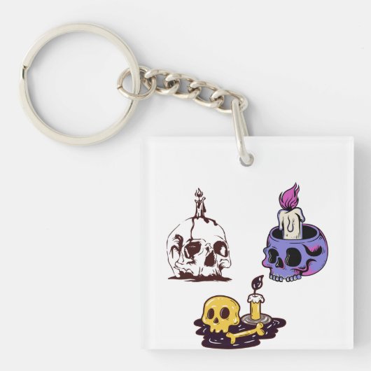 Skulls and Candles Illustration Set Sleutelhanger (voorkant)