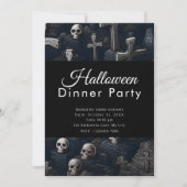Skulls and Crosses Cemetery Halloween Diner Party Kaart (Voorkant)