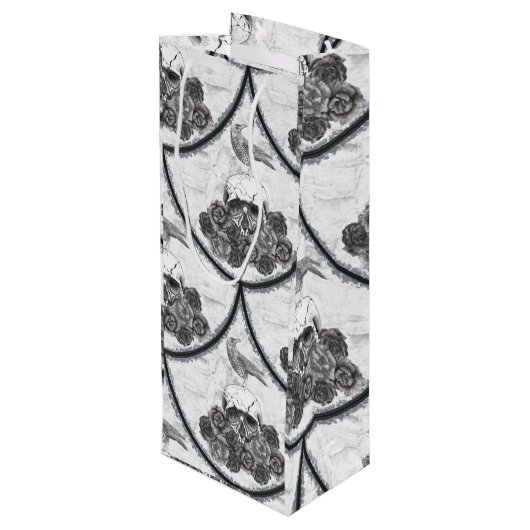 Skulls and Crows Wine Gift Bag Wijn Cadeautas (Achterkant Gekanteld)