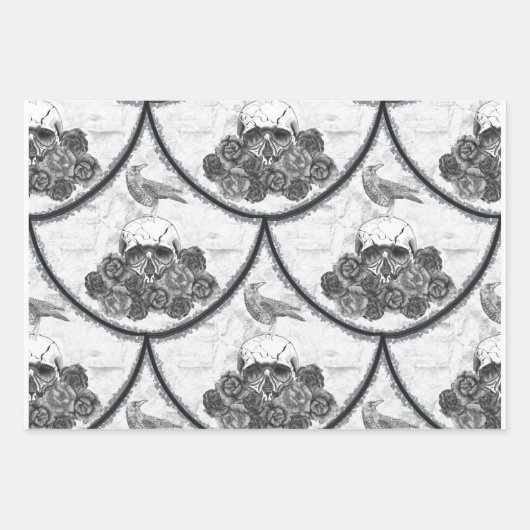 Skulls and Crows Wrapping Paper Sheets (Voorkant 2)