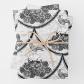 Skulls and Crows Wrapping Paper Sheets (In situ)