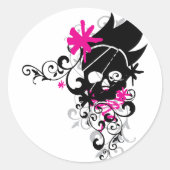 Skulls-and-Curls Ronde Sticker (Voorkant)