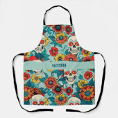 Skulls and Flowers Waterverf Custom Pattern Schort (Voorkant)