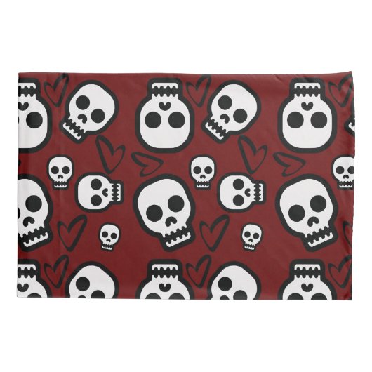 Skulls and Hearts Pillow case  Kussensloop (Achterkant)