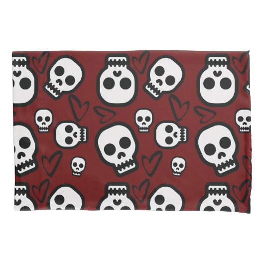 Skulls and Hearts Pillow case Kussensloop (Voorkant)