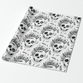 Skulls and Mushrooms Halloween cute spooky pattern Cadeaupapier