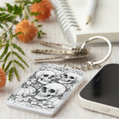 skulls and pumpkins keychain (Voorkant Rechts)