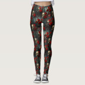 Skulls and Red Climbing Rose Leggings (Voorkant)