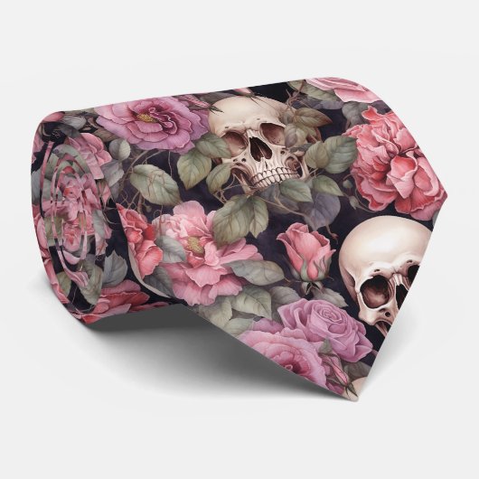 Skulls and roses stropdas (Opgerold)