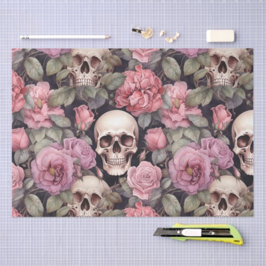 Skulls and roses tissuepapier (Craft)