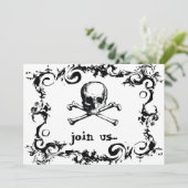 Skulls and Spiders Halloween Party Invitation Kaart (Staand voorkant)