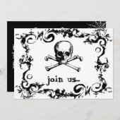 Skulls and Spiders Halloween Party Invitation Kaart (Voorkant / Achterkant)