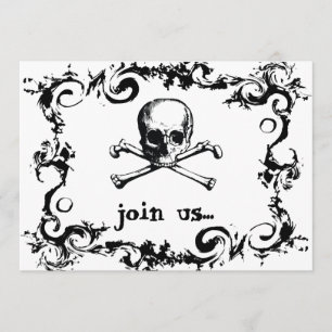 Skulls and Spiders Halloween Party Invitation Kaart