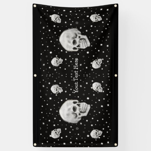Skulls and Stars Trendy Gothic Art Spandoek (Verticaal)