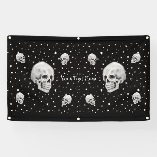Skulls and Stars Trendy Gothic Art Spandoek (Horizontaal)
