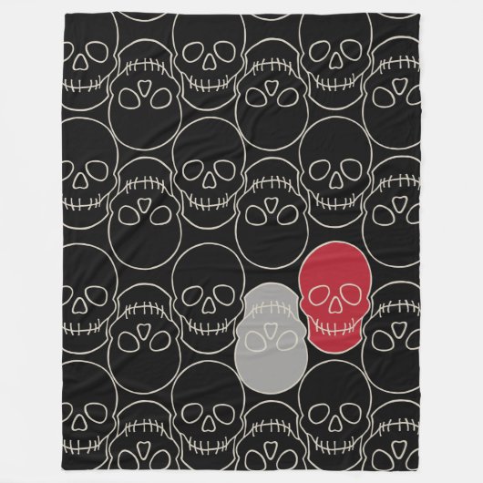 Skulls - Bat Black en Bone White Fleece Deken (Voorkant)