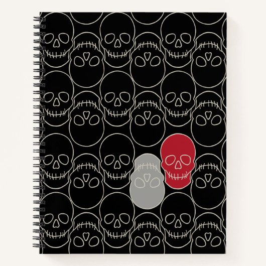 Skulls - Bat Black en Bone White Notitieboek (Voorkant)