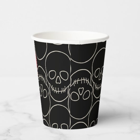 Skulls - Bat Black en Bone White Papieren Bekers (Rechts)