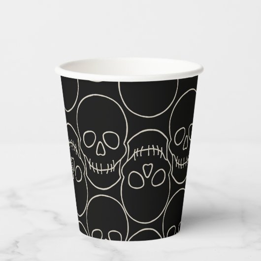 Skulls - Bat Black en Bone White Papieren Bekers (Voorkant)