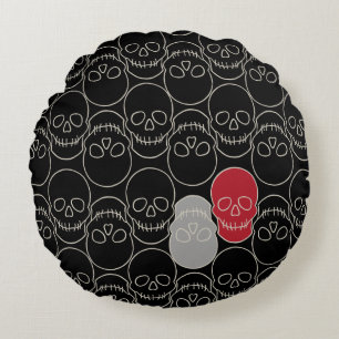 Skulls - Bat Black en Bone White Rond Kussen